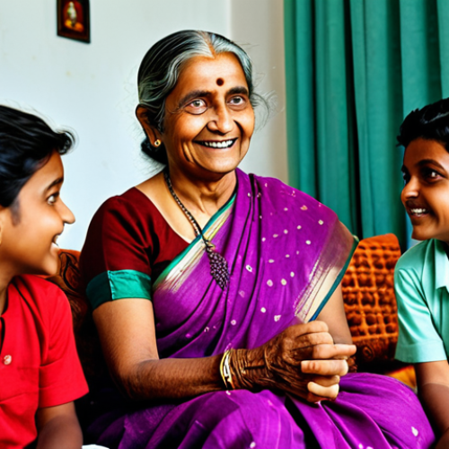 벵골어 속담과 관용구 - **

"A wise Bengali grandmother, fully clothed in a traditional sari, telling stories to her grandch...