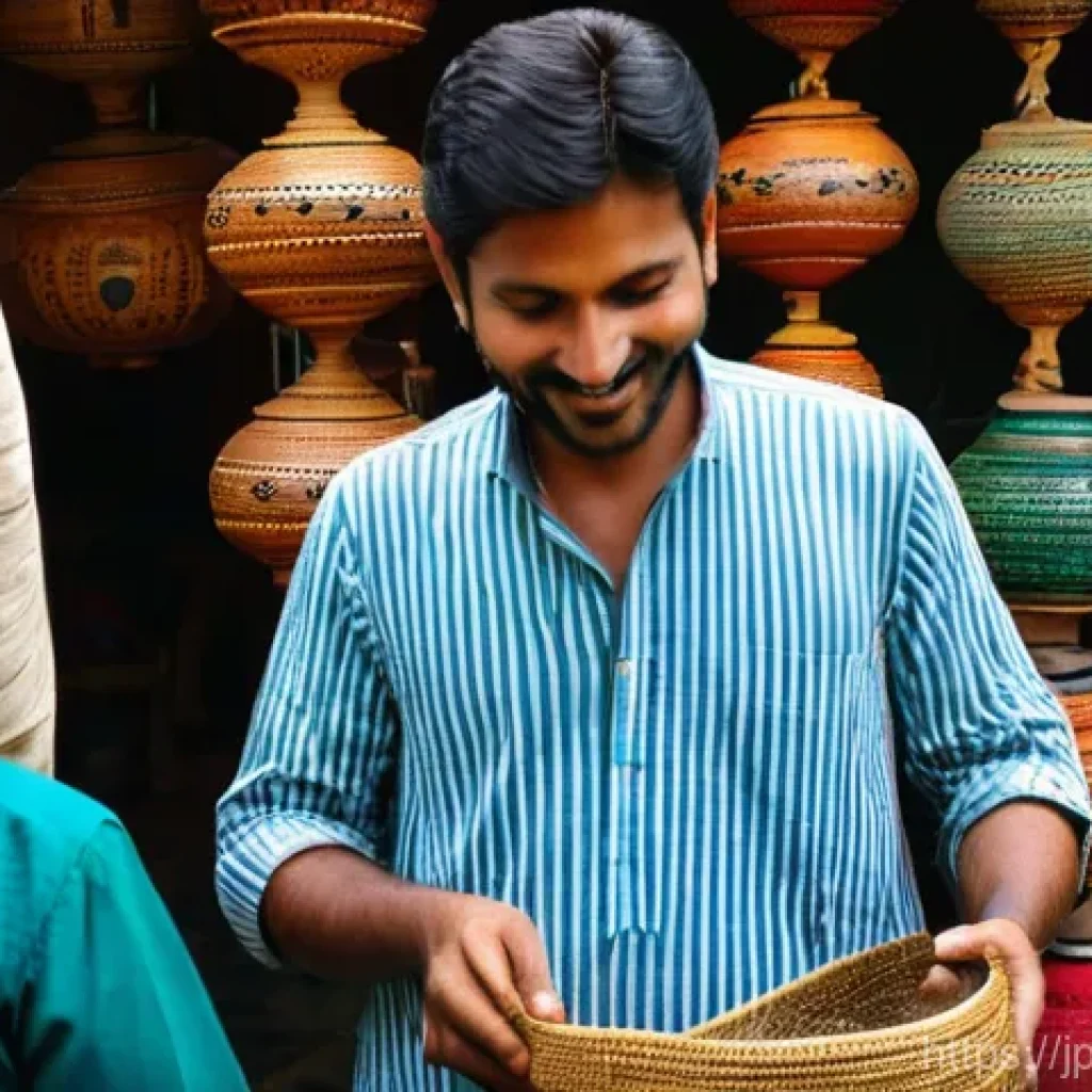 벵골어 쇼핑 표현 - **A Heartwarming Greeting in a Bangladeshi Market**
    Generate an image depicting a vibrant and bu...