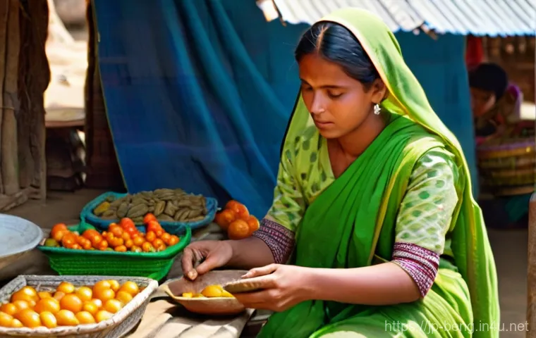 벵골어 쇼핑 표현 - **A Heartwarming Greeting in a Bangladeshi Market**
    Generate an image depicting a vibrant and bu...