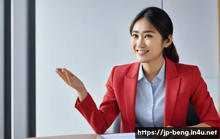 벵골어 면접 준비 - A professional young Japanese woman sitting confidently in a modern office interview room, dressed i...