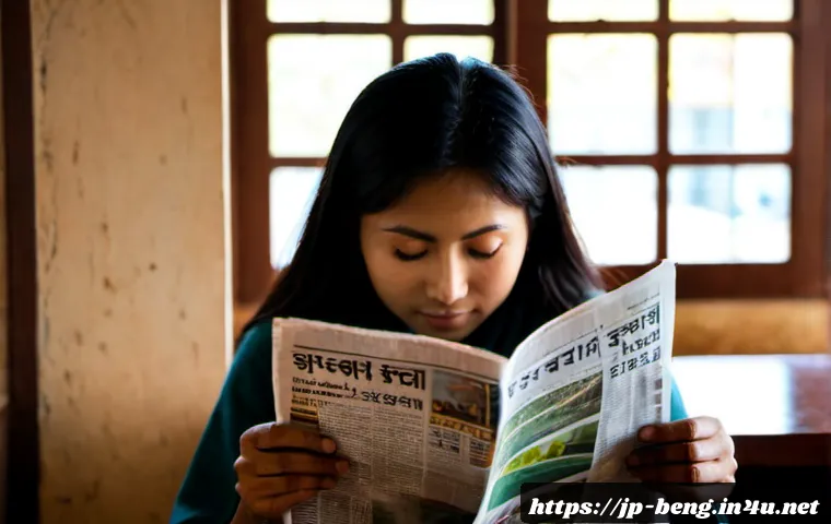 벵골어 신문 읽기 - Photorealistic morning scene in a quiet Dhaka café, a Japanese traveler seated by a sunlit window re...